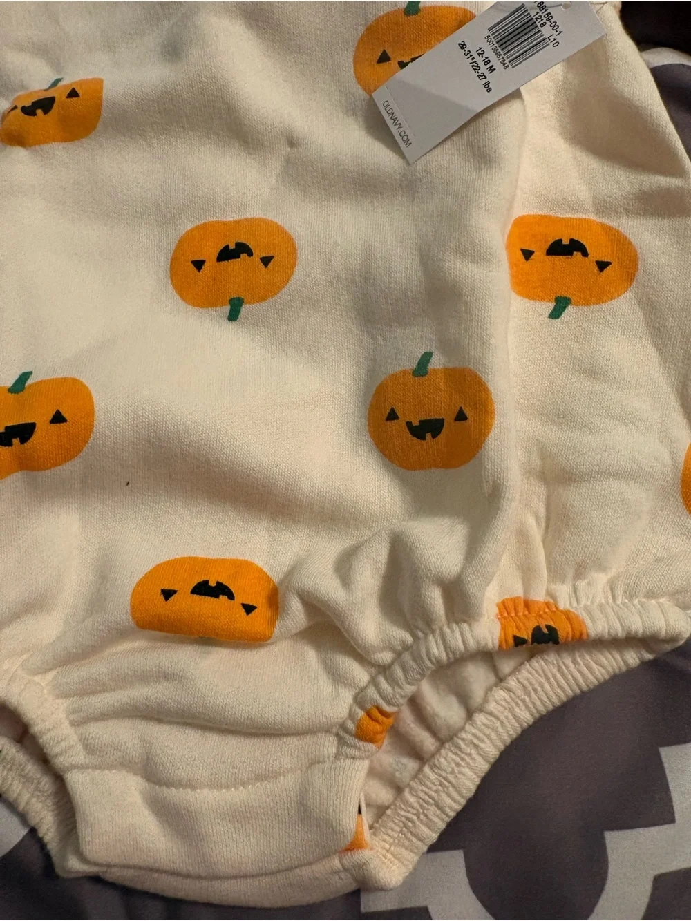Old Navy Cream and Orange Pumpkin Print Baby One-Piece